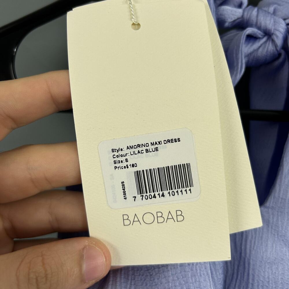 Baobab Dress Small Amorino Studded Lilac Blue Satin Halter Neck Summer Resort - Picture 9 of 16